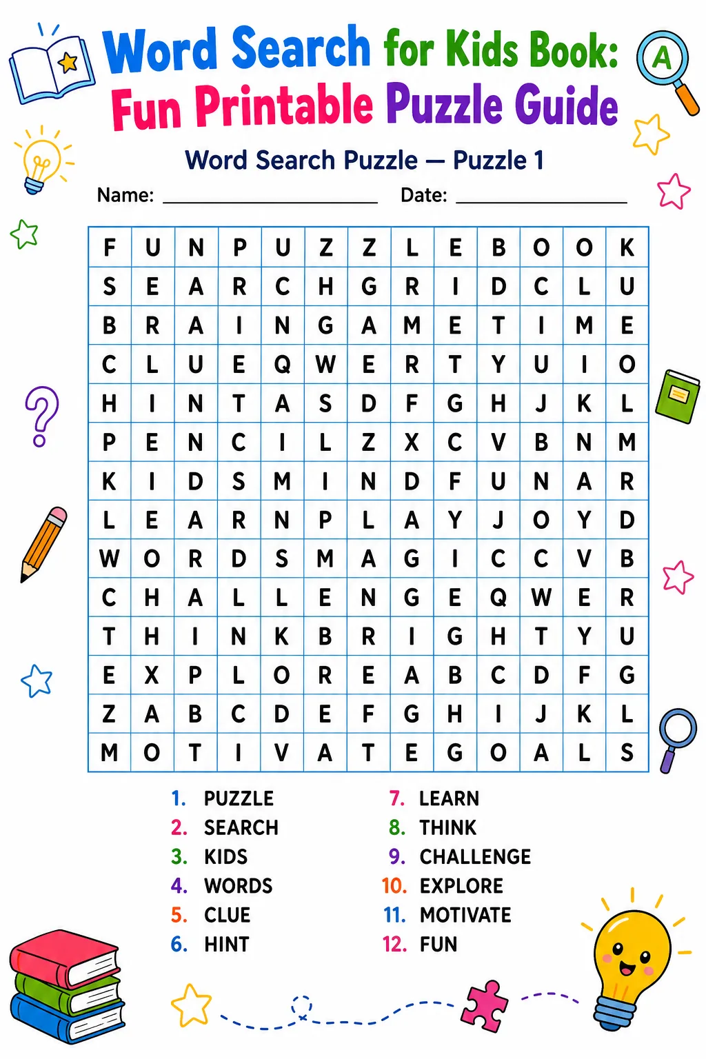 Word Search for Kids Book: Fun Printable Puzzle Guide