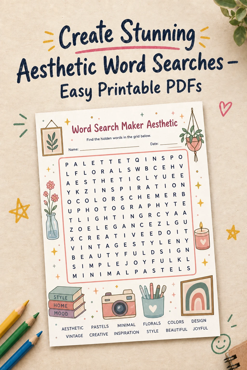 Create Stunning Aesthetic Word Searches — Easy Printable PDFs