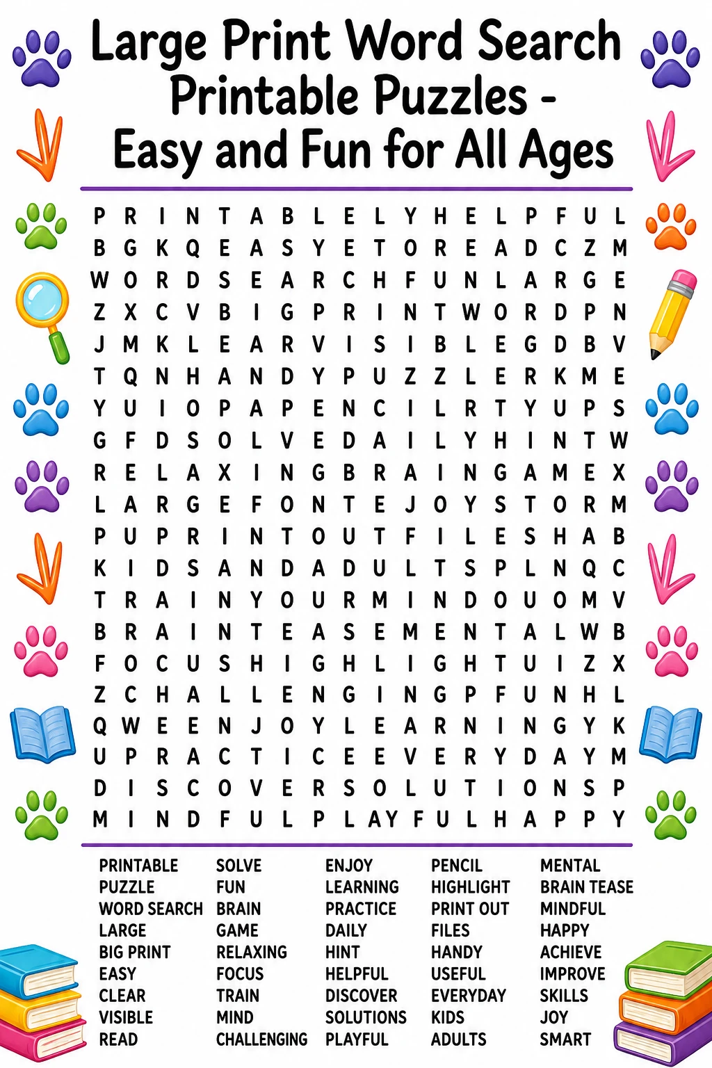 Large Print Word Search Printable Puzzles - Easy and Fun for All Ages