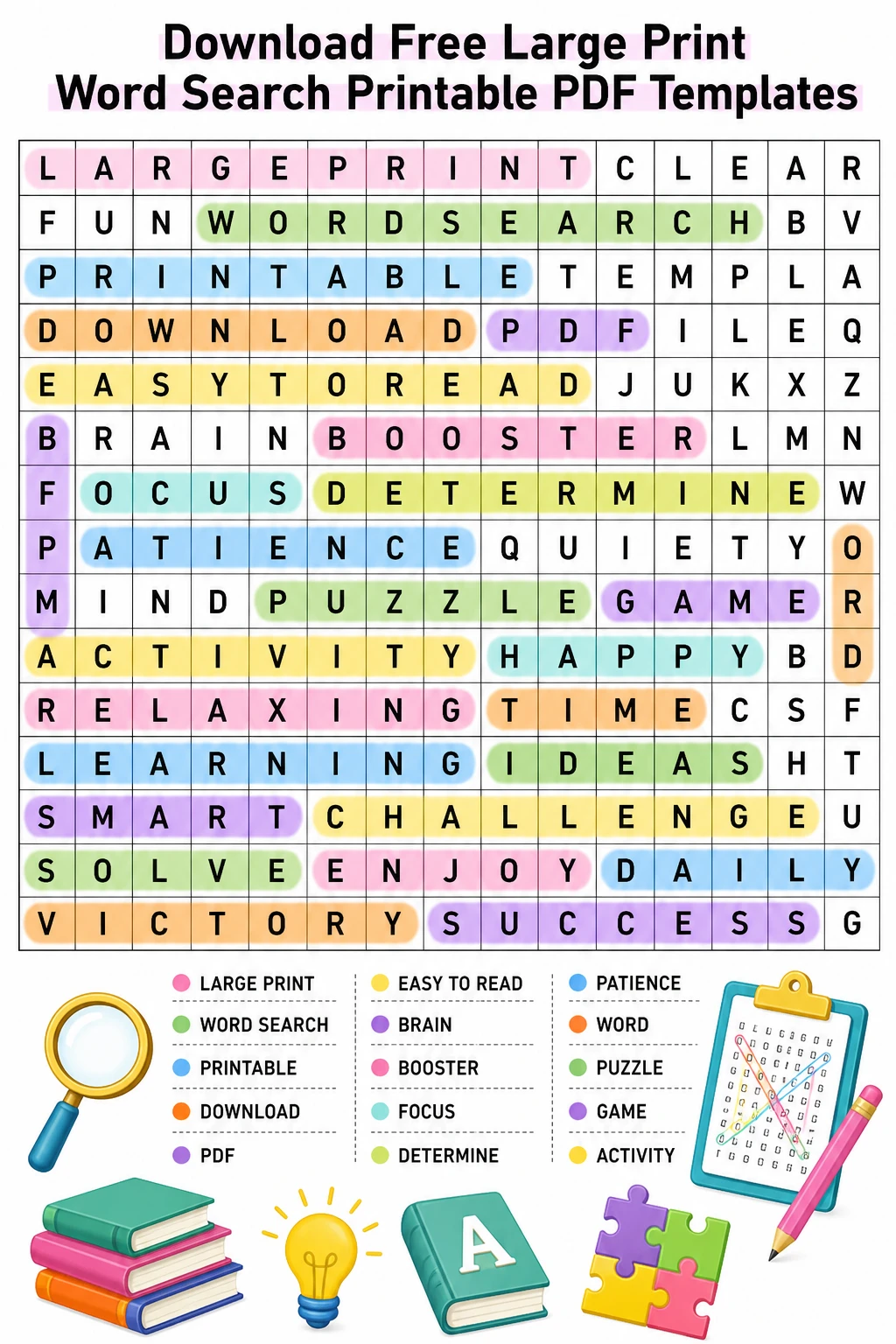 Download Free Large Print Word Search Printable PDF Templates